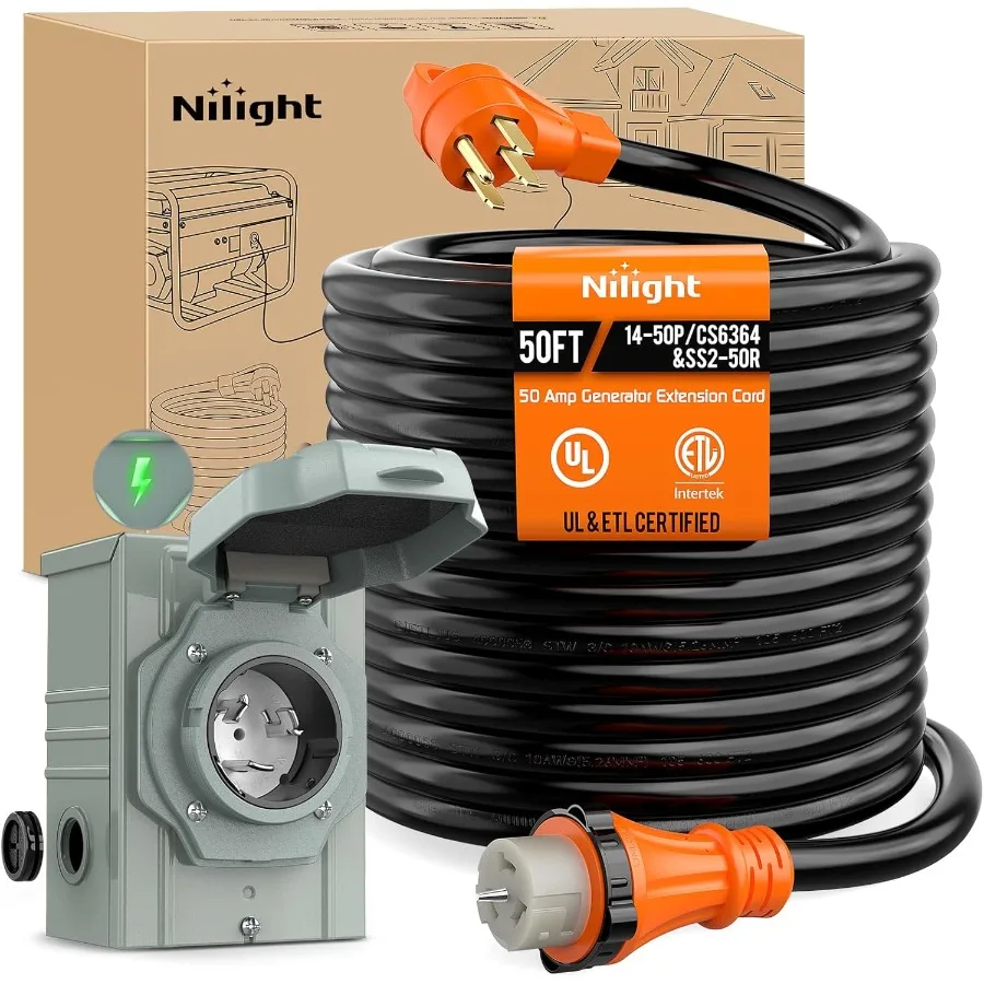 50A 50FT Heavy Duty Generator  - Outdoor Power Inlet Box 评论和价格