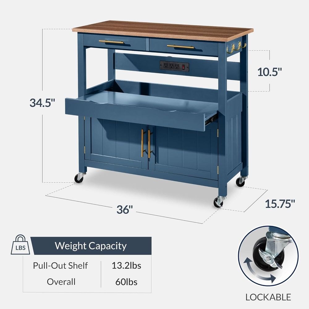 36in Large Rolling Kitchen Isl - Outdoor Power Wheels 评论和价格