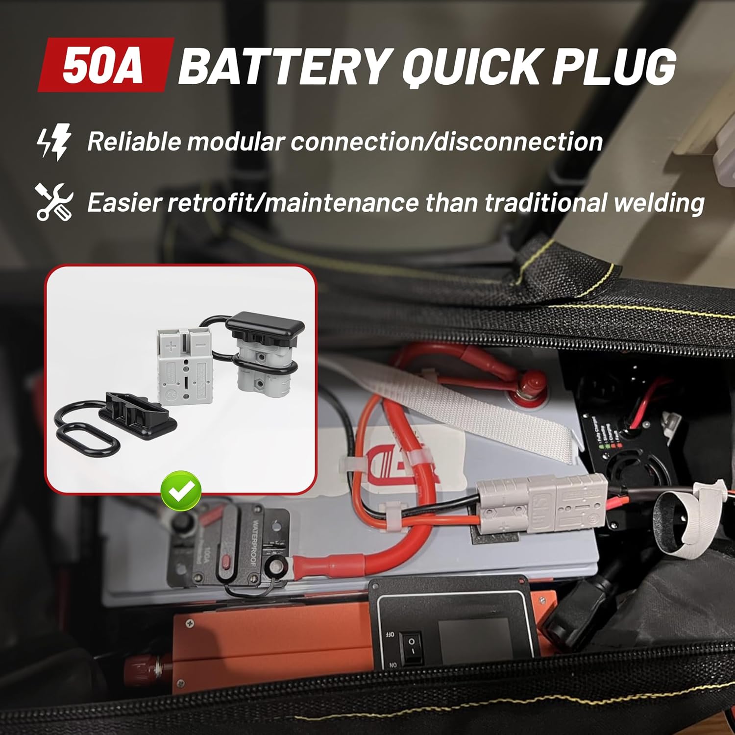 2PCS 50A Battery Quick Connect - Outdoor Power Lead 评论和价格