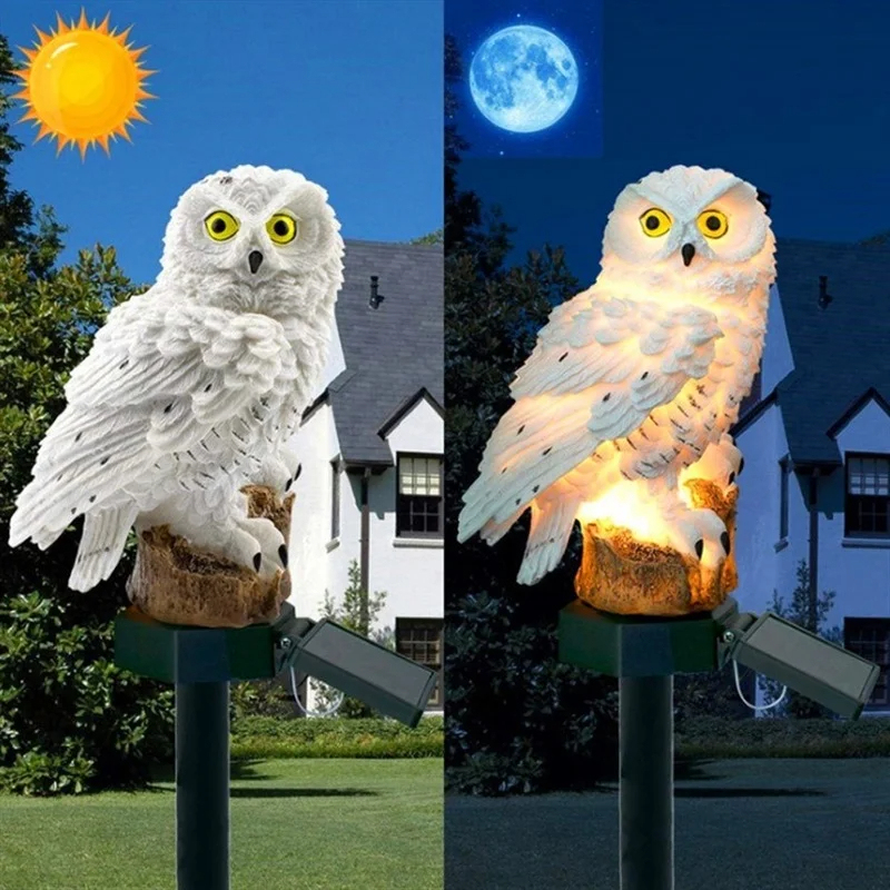 Solar Owl Statue Garden Light  - Outdoor Power Outlet Solar 评论和价格