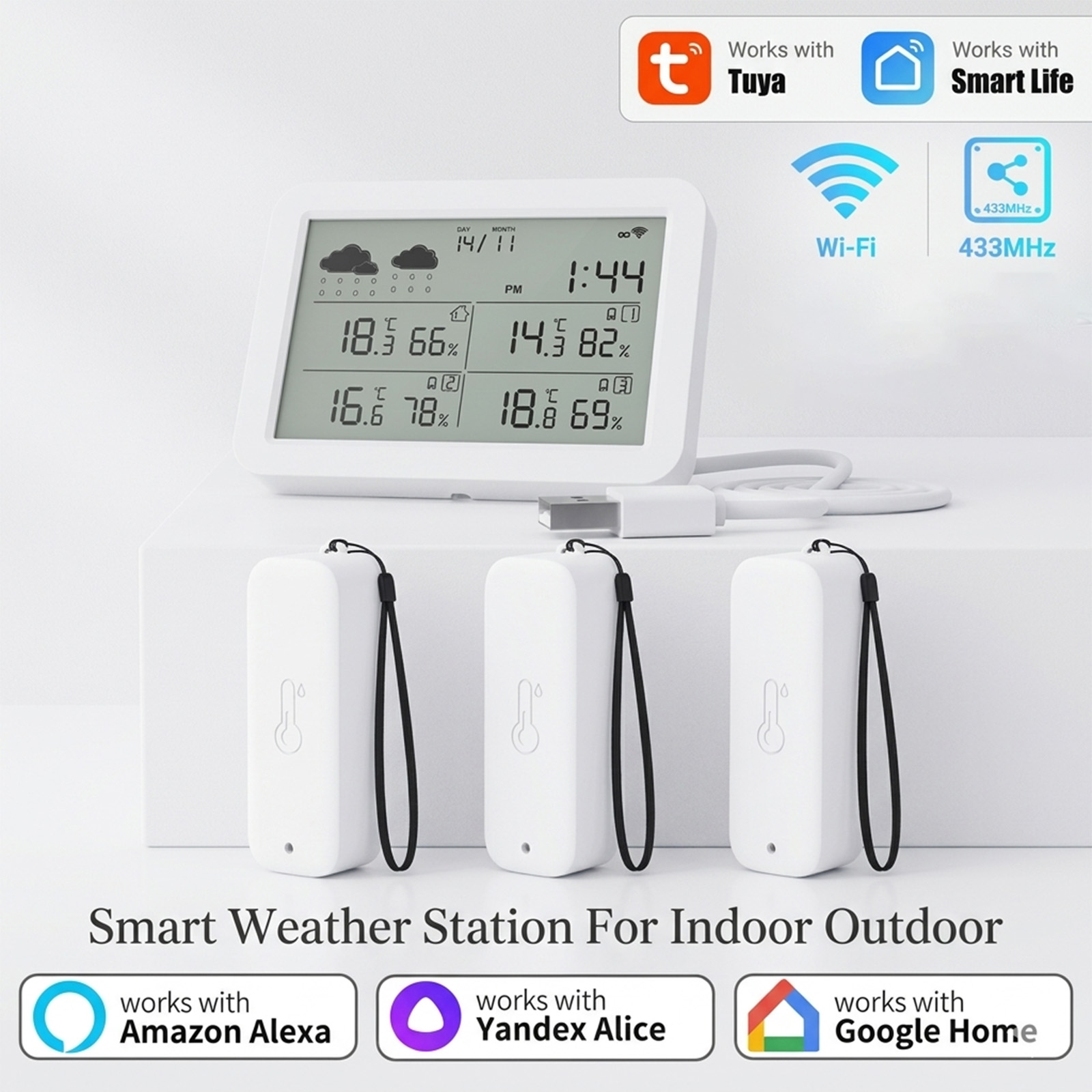 Tuya WiFi+RF433 Weather Statio - Outdoor Power Meter 评论和价格