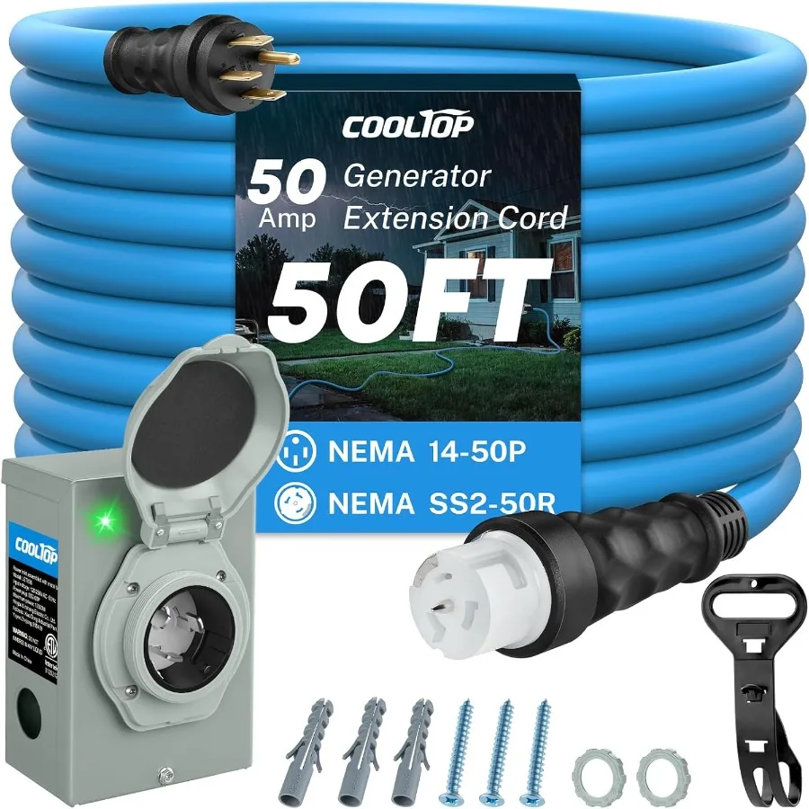 50 Amp Generator Cord and Powe - Outdoor Power Inlet Box 评论和价格