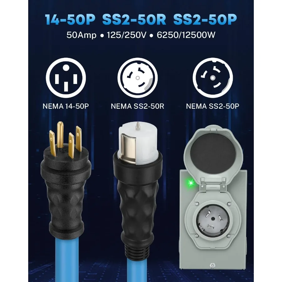 50 Amp Generator Cord and Powe - Outdoor Power Inlet Box 评论和价格