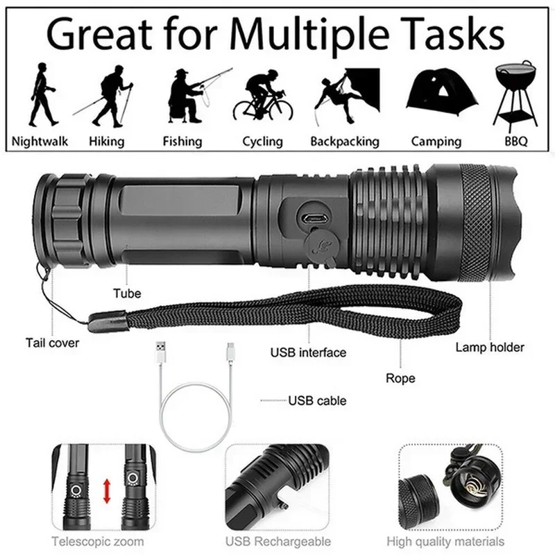 High Power XHP70 Led Flashligh - Outdoor Power Supply 评论和价格
