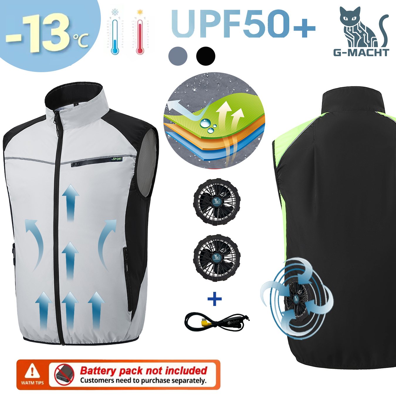 USB Cooling Fan Vest Summer Ai - Outdoor Power Not Working 评论和价格